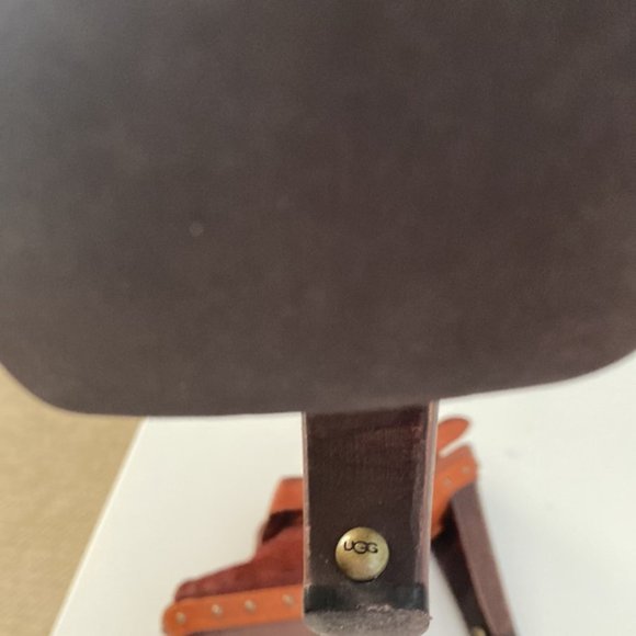 Ugg Brown Calf Hair Peep Toe Platform Heels Size 36.5 - Picture 8 of 10